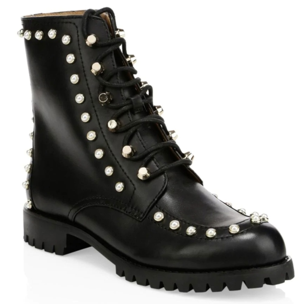 Joie Women's Halyn Combat Boot with Pearl Studs